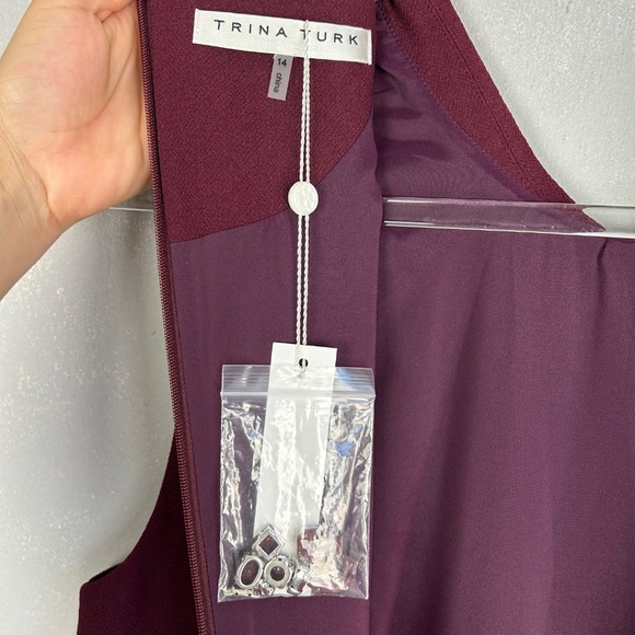 Trina Turk size 14 jumpsuit burgundy sequin collar wide leg sleeveless NEW - Picture 13 of 16